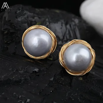 5 Pair/Lot Round Grey Baroque Pearl Earstuds For Women,Trendy Women Party Pearl Earring,Handmade Gold Copper Stud Earring YF-01
5 Pair/Lot Round Grey Baroque Pearl Earstuds For Women,Trendy Women Party Pearl Earring,Handmade Gold Copper Stud Earring YF-01