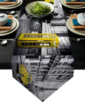 Table Runners Modern Bus Vintage Telephone Booth Mailbox London Yellow Tablecloths Table Runner Party Holiday Table Decoration 
Table Runners Modern Bus Vintage Telephone Booth Mailbox London Yellow Tablecloths Table Runner Party Holiday Table Decoration