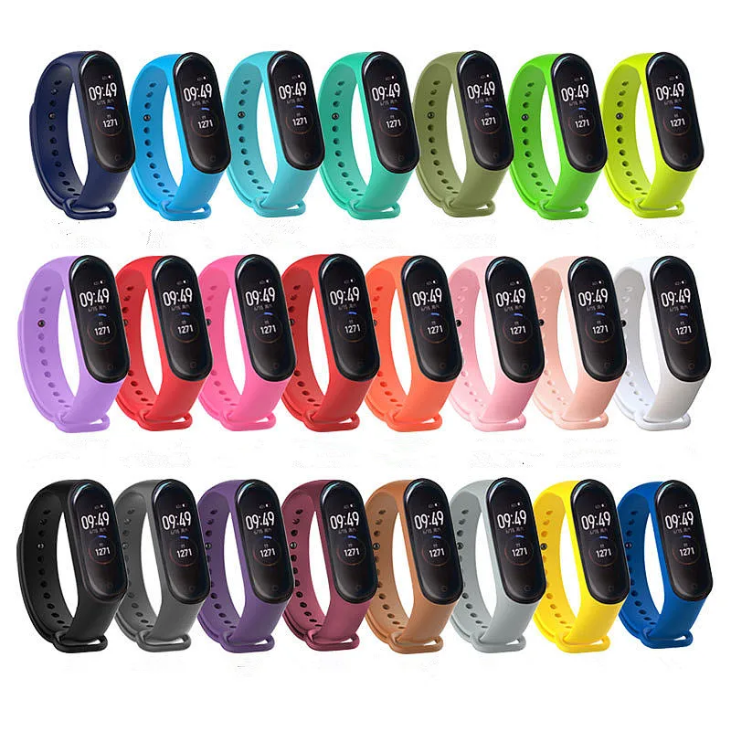 Ремешок для Xiaomi Mi Band 5 4 3 6 nfc силиконовый браслет сменный цветной ремешок из ТПУ на