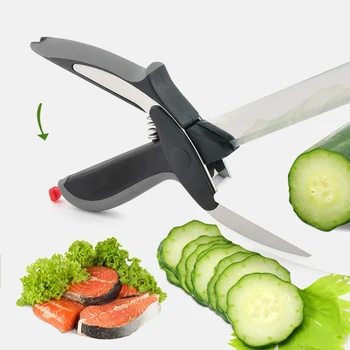 2 in 1 Multifunctional Cutter Cutting Board Kitchen Chopper Clever Fruit Vegetable Scissors Stainless Steel Kitchen Scissors
2 in 1 Multifunctional Cutter Cutting Board Kitchen Chopper Clever Fruit Vegetable Scissors Stainless Steel Kitchen Scissors