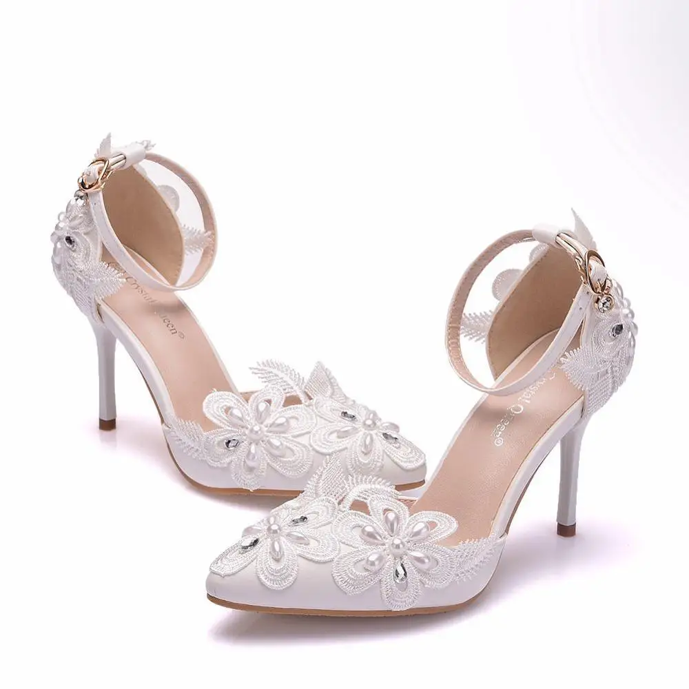 High Heels White Lace Rhinestone Wedding Pumps Stiletto Pointed Banquet Dress Single Shoes Women's Shoes Plus Size 41,42 9 Cm
High Heels White Lace Rhinestone Wedding Pumps Stiletto Pointed Banquet Dress Single Shoes Women's Shoes Plus Size 41,42 9 Cm