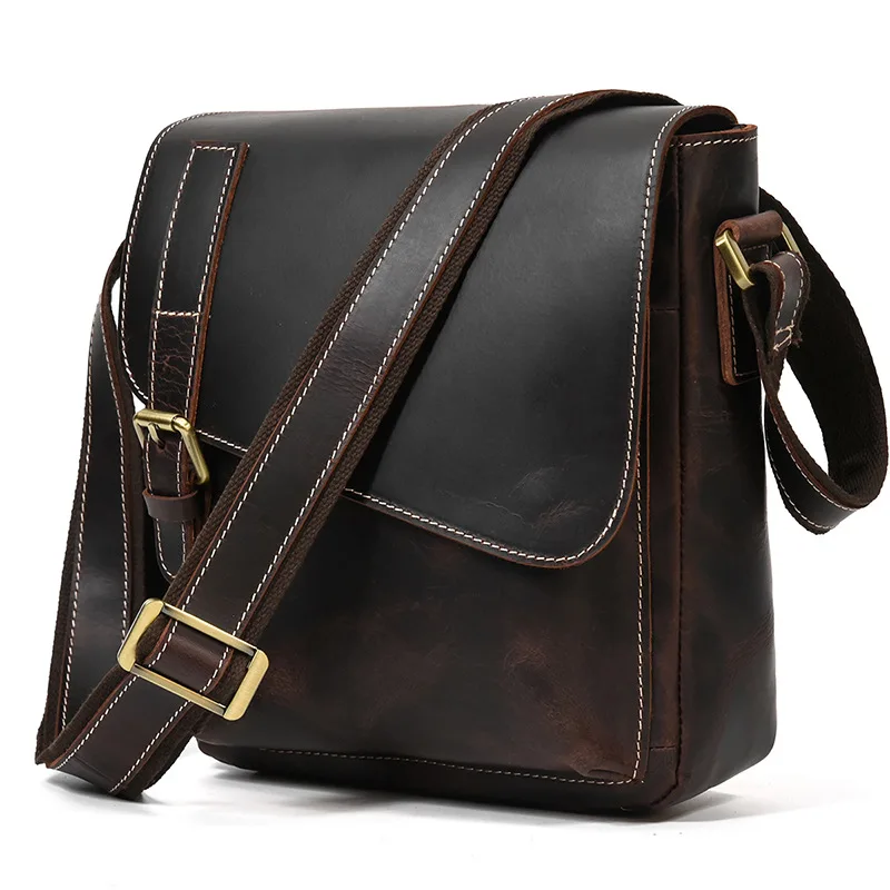 

Fashion Shoulder Bags Real Cow Leather Men's Messenger Bag Genuine Leather Handbag Men Desinger Crossbody Bags Male Flap Bolsa