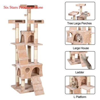 66" Sisal Hemp Cat Tree Tower Condo Furniture Scratch Post Pet House Play Kitten with Cozy Perches Beige 
66" Sisal Hemp Cat Tree Tower Condo Furniture Scratch Post Pet House Play Kitten with Cozy Perches Beige