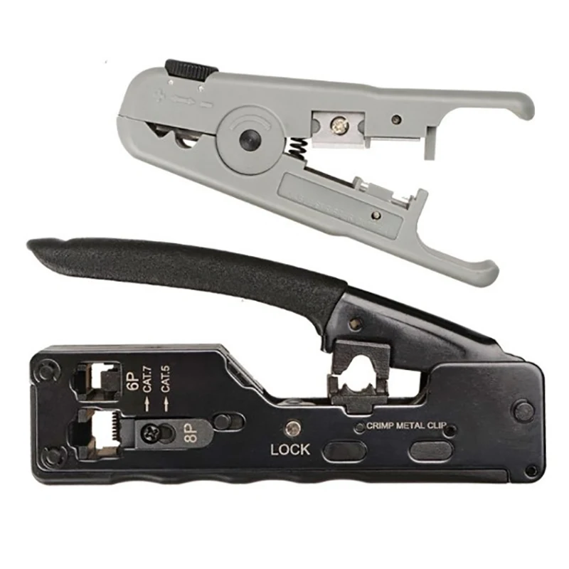 RJ45 Tool Network Crimper Tools for Cat7 Cat6 Cat5E Cat5 STP Plugs RJ45 Connector Cables Multifunction Crimp Metal Clip
RJ45 Tool Network Crimper Tools for Cat7 Cat6 Cat5E Cat5 STP Plugs RJ45 Connector Cables Multifunction Crimp Metal Clip