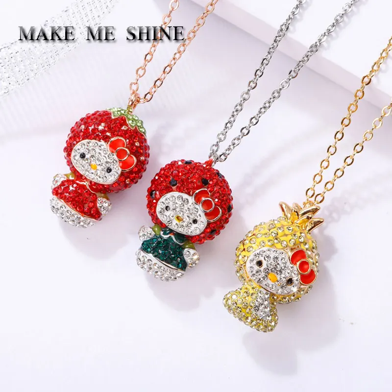 New Cute SWA Necklace Cartoon Hello Kitty Watermelon Strawberry Pineapple Hippocampus Kitty Cat Female Jewelry Chain Girls Gift
New Cute SWA Necklace Cartoon Hello Kitty Watermelon Strawberry Pineapple Hippocampus Kitty Cat Female Jewelry Chain Girls Gift