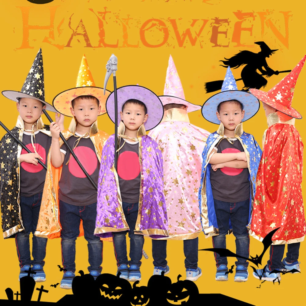 Children Halloween Clothes Colorful Witch Wizard Kids Cloak Cape for Masquerade Cosplay Party Halloween Costume for Children Kid 
Children Halloween Clothes Colorful Witch Wizard Kids Cloak Cape for Masquerade Cosplay Party Halloween Costume for Children Kid