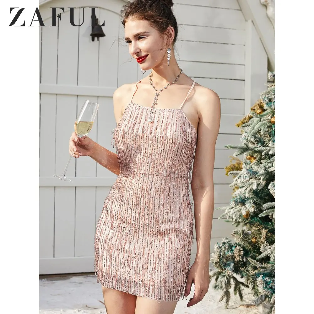 sequin fringe bodycon dress