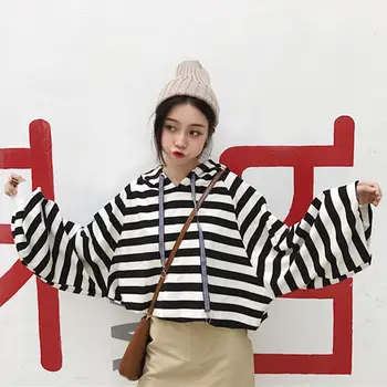Women Hooded Sweatshirt Lantern Sleeve Striped Cut Out Hem Pullover Loose Hoodie Fashion Sport Casual Winter Autumn
Women Hooded Sweatshirt Lantern Sleeve Striped Cut Out Hem Pullover Loose Hoodie Fashion Sport Casual Winter Autumn