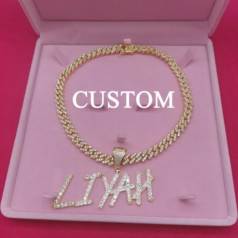 Custom Name Necklace with 9MM Zircon Cuban Chain for Women Men Sharp Bubble Letter Pendant Hip Hop Jewelry
Custom Name Necklace with 9MM Zircon Cuban Chain for Women Men Sharp Bubble Letter Pendant Hip Hop Jewelry