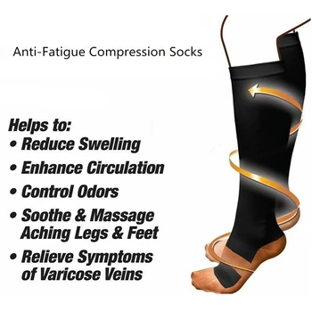 

New Unisex Socks Compression Stockings Anti Swelling Varicose Vein Stocking knee high Leg Support Stretch Pressure Circulation