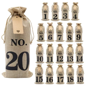 Jute Wine Bags with Gift Tags and Jute Twine, Hessian Numbered Wine Bottle Gift Bags with Drawstring for Blind Wine Tasting for
Jute Wine Bags with Gift Tags and Jute Twine, Hessian Numbered Wine Bottle Gift Bags with Drawstring for Blind Wine Tasting for