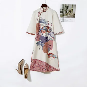 Chinese Style Girl Pink Summer Asian Element Fan Pattern Dress Female Stand Collar Button Party Birthday Sexy Temperament Gown
Chinese Style Girl Pink Summer Asian Element Fan Pattern Dress Female Stand Collar Button Party Birthday Sexy Temperament Gown