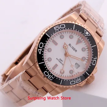 Bliger 40mm Rose gold Automatic Mechanical Mens Watch Luxury Sapphire Crystal GMT Clock Luminous Waterproof Wristwatch Men
Bliger 40mm Rose gold Automatic Mechanical Mens Watch Luxury Sapphire Crystal GMT Clock Luminous Waterproof Wristwatch Men