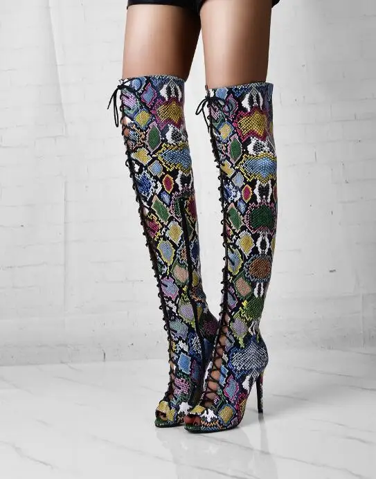 Real Photo Women Mixed Color Peep Toe Long Boots Fashion Crossed Strap Hollow Out Over The Knee Booties Plus Size Shoes
Real Photo Women Mixed Color Peep Toe Long Boots Fashion Crossed Strap Hollow Out Over The Knee Booties Plus Size Shoes