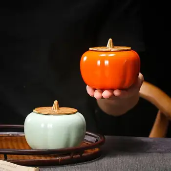 Mini Pumpkin Shape Tea Can Proclain Storage Container Sealed Canister Coffee Sugar Jar Gift for Restaurant Home -Size S (Green)
Mini Pumpkin Shape Tea Can Proclain Storage Container Sealed Canister Coffee Sugar Jar Gift for Restaurant Home -Size S (Green)