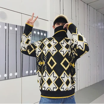 Knitting Patterns Mens Sweaters High Neck Color block Korean Style Turtleneck Pullover Sweater Men Hip Hop Fashion Pull Homme
Knitting Patterns Mens Sweaters High Neck Color block Korean Style Turtleneck Pullover Sweater Men Hip Hop Fashion Pull Homme