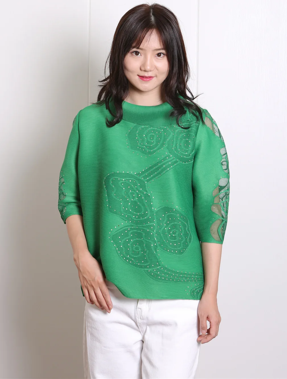 Hot Selling Spring And Autumn Women's Pleated Mesh Stitching Diamonds High Elastic Tops
Hot Selling Spring And Autumn Women's Pleated Mesh Stitching Diamonds High Elastic Tops
