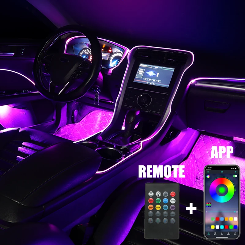 Sound Active EL Neon Wire Strip Light Bluetooth APP Remote Control LED Backlight Auto Center Console Door Decorative Lamp
Sound Active EL Neon Wire Strip Light Bluetooth APP Remote Control LED Backlight Auto Center Console Door Decorative Lamp