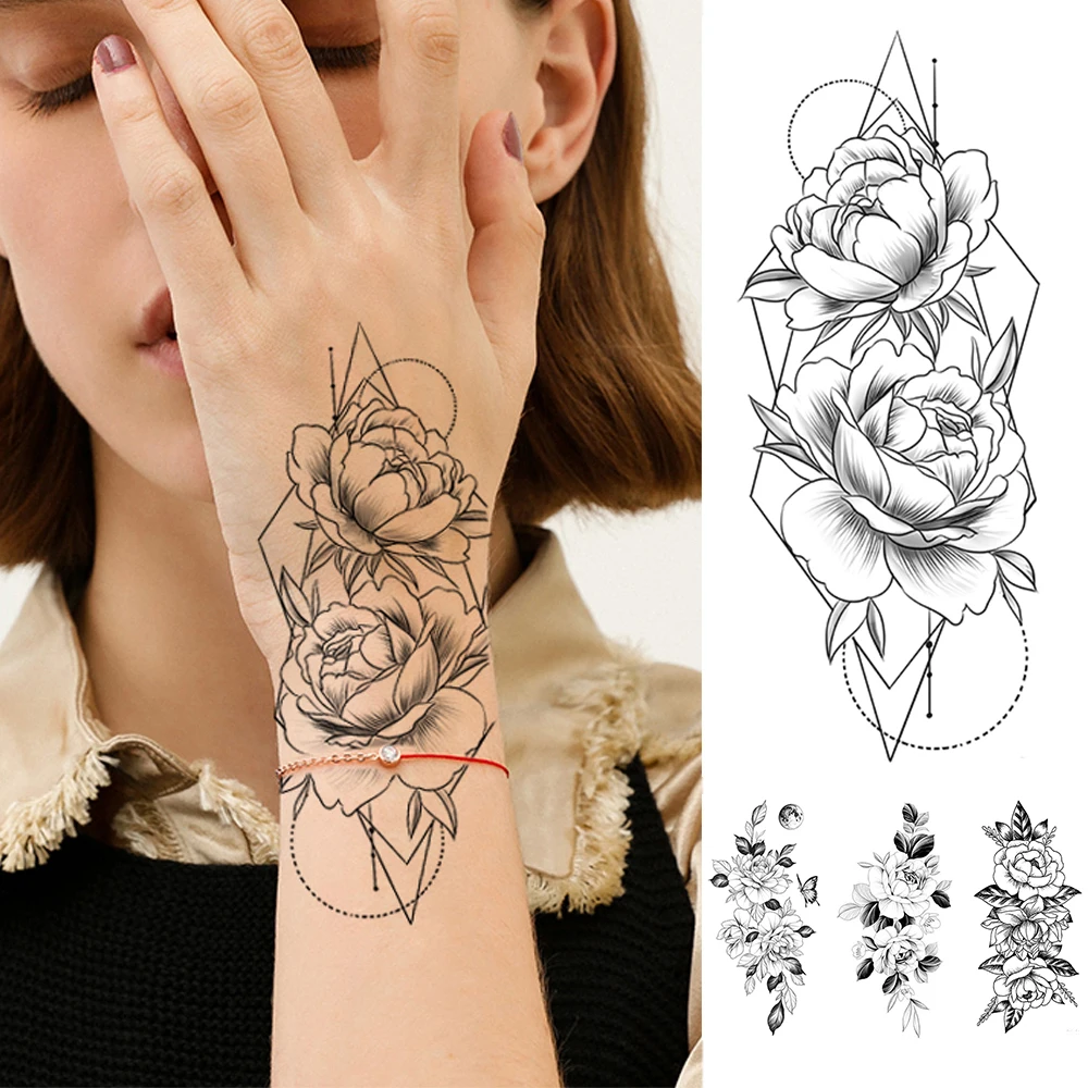 Flower Temporary Tattoos For Women Body Art Painting Arm Legs Realistic Fake Black Rose Tattoos Sticker
Flower Temporary Tattoos For Women Body Art Painting Arm Legs Realistic Fake Black Rose Tattoos Sticker