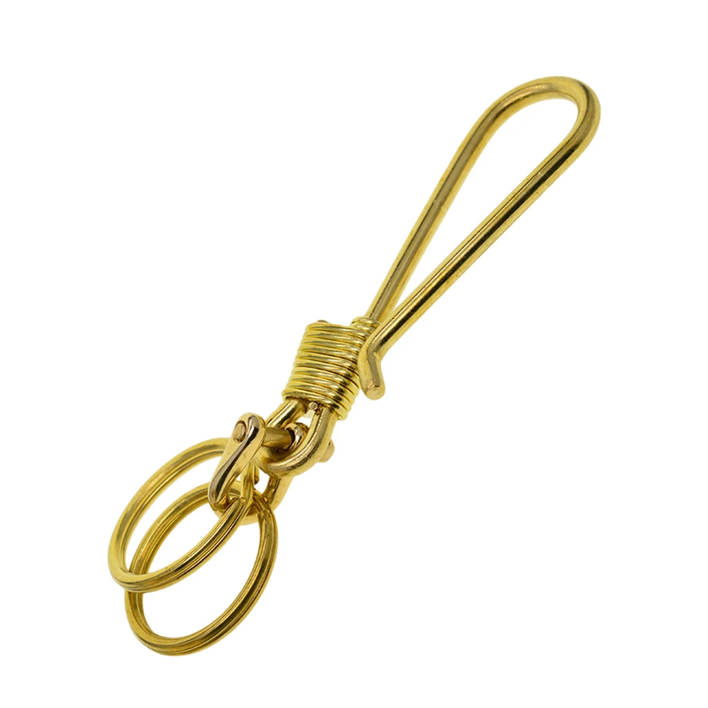 Heavy Duty Fish Hook Keychain Brass Clip-on Loop Key Chain Clasp with Ring Heavy Duty Fish Hook Keychain Brass Clip-on Loop Key Chain Clasp with Ring
