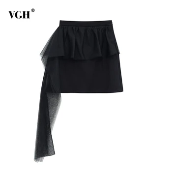 VGH Black Asymmetrical Patchwork Mesh Skirt For Women High Waist A Line Mini Skirts Female 2020 Spring Fashion New Clothing
VGH Black Asymmetrical Patchwork Mesh Skirt For Women High Waist A Line Mini Skirts Female 2020 Spring Fashion New Clothing