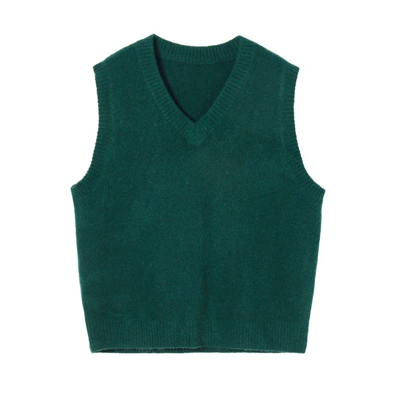 2020 Women's New Dark Green Knitted Vest Loose Sleeveless Sweater V-Neck Versatile Outer Wear Warm Vest Female Streetwear Solid
2020 Women's New Dark Green Knitted Vest Loose Sleeveless Sweater V-Neck Versatile Outer Wear Warm Vest Female Streetwear Solid