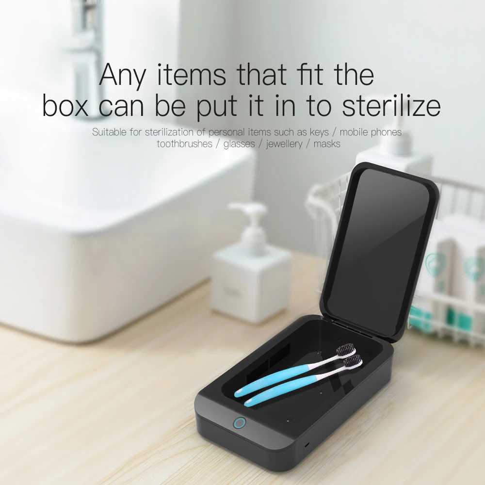 Multifunctional UV Sterilization Box Mini Disinfection Box for Mobile Phone Key Glasses Jewellery Built-in USB Charging Port
Multifunctional UV Sterilization Box Mini Disinfection Box for Mobile Phone Key Glasses Jewellery Built-in USB Charging Port