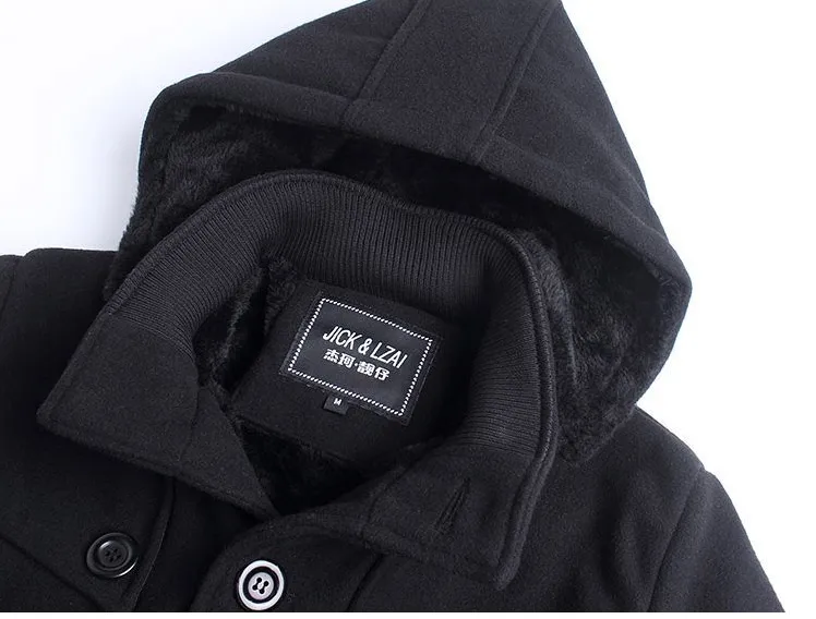 Woolen Coatl Mens Winter Thick Jacket Thick Casual Outwear Jackets Plus Size 6XL New Velvet Warm Coat High Quality Hooded