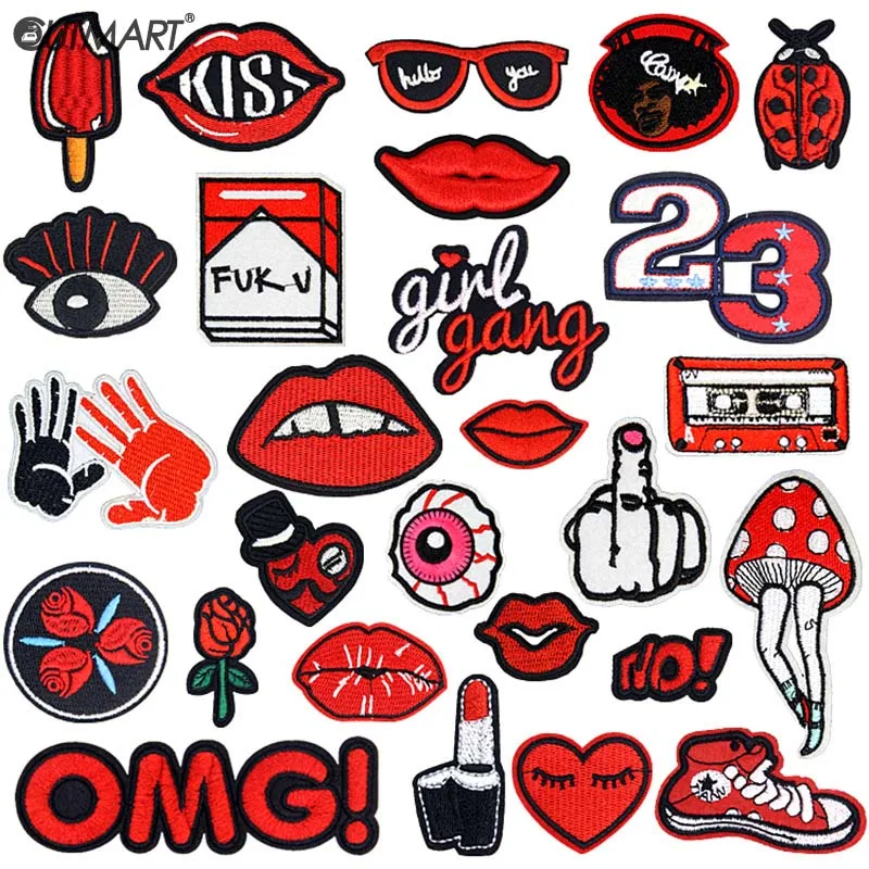 27Pcs Red Lips Rock Cartoon Iron On Patches For Clothes Diy Punk Embroidered Stripe Patches Applique Badge Stickers For Clothes
27Pcs Red Lips Rock Cartoon Iron On Patches For Clothes Diy Punk Embroidered Stripe Patches Applique Badge Stickers For Clothes