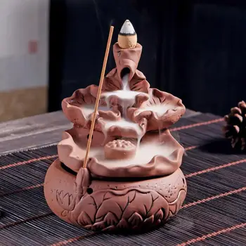 Purple Sand Backflow Incense Burner Smoke Waterfall Incense Sticks Holder Lotus Leaves Home Decor Aromatherapy Furnace Holder 
Purple Sand Backflow Incense Burner Smoke Waterfall Incense Sticks Holder Lotus Leaves Home Decor Aromatherapy Furnace Holder