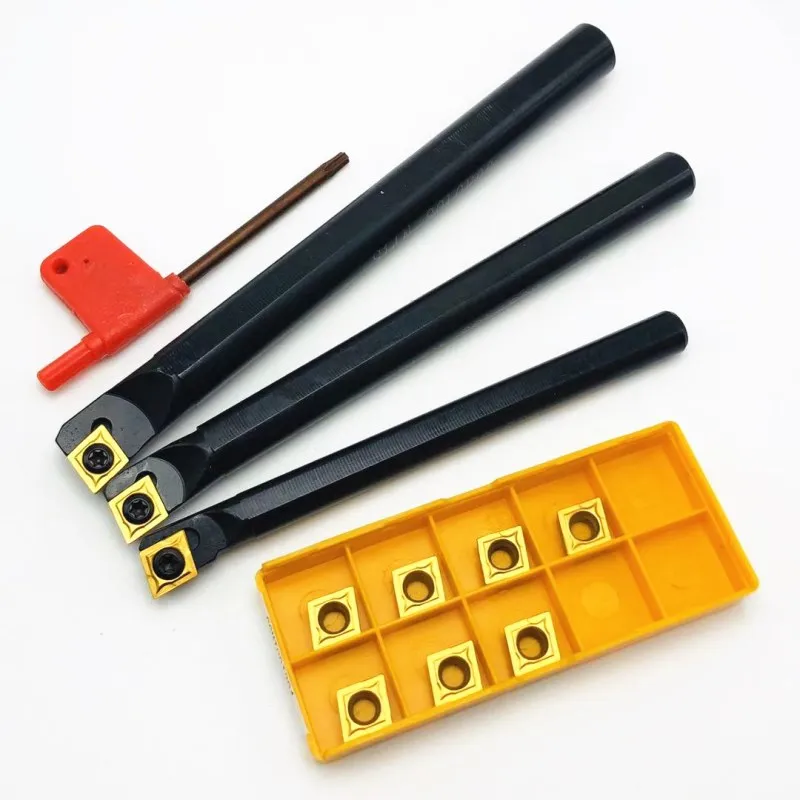 

3PCS S12M-SCLCR09 S10K-SCLCR09 S14N-SCLCR09 95 degree spiral shank boring bar + 10PCS CCMT09T304 carbide tool + 1 PCS wrench