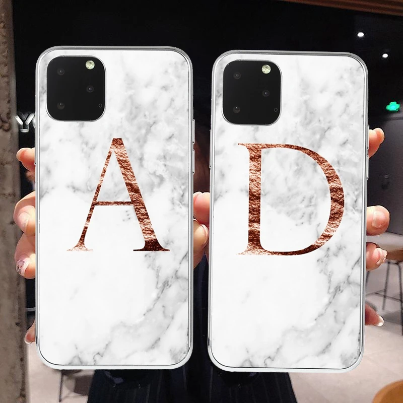 Комбинация букв A B C D Белый Мраморный Мягкий ТПУ чехол для телефона iphone 11 Pro Max 12
