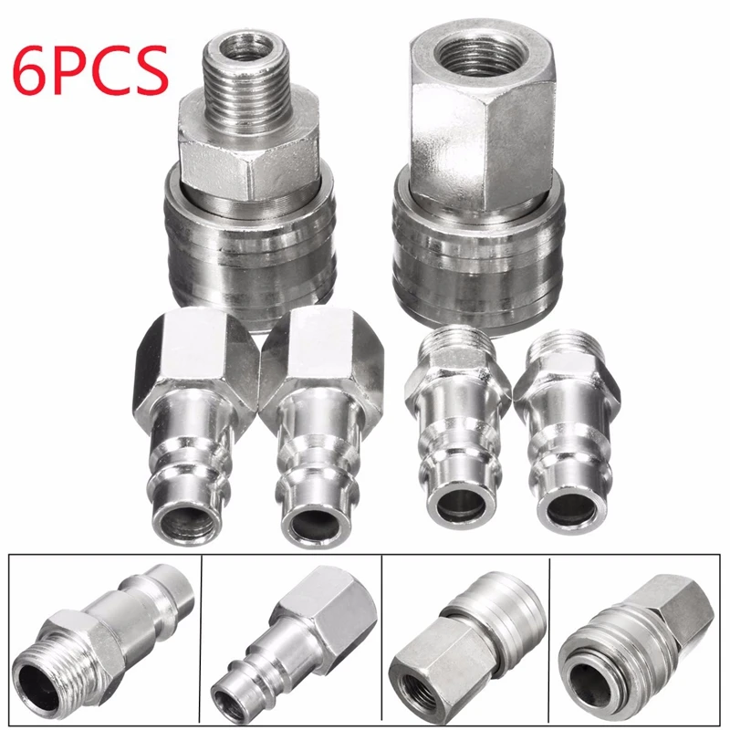 6pcs 1/4" BSP FT011 Air Tube Hose Compressor Connector set Coupler Nut Silver Quick Release Male Accessory Compressor Tools
6pcs 1/4" BSP FT011 Air Tube Hose Compressor Connector set Coupler Nut Silver Quick Release Male Accessory Compressor Tools