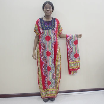 2019 Newest Cotton Dashiki African Dresses For Women Neckline embroidery Dress 
2019 Newest Cotton Dashiki African Dresses For Women Neckline embroidery Dress
