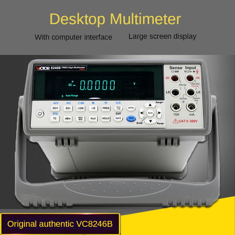 VC8246B Desktop Digital Multimeter 4-1/2 Bit VFD Display Autoranging Digital Multimeter Bench Top Multimeter 110V-220V 20Hz~1KHz
VC8246B Desktop Digital Multimeter 4-1/2 Bit VFD Display Autoranging Digital Multimeter Bench Top Multimeter 110V-220V 20Hz~1KHz