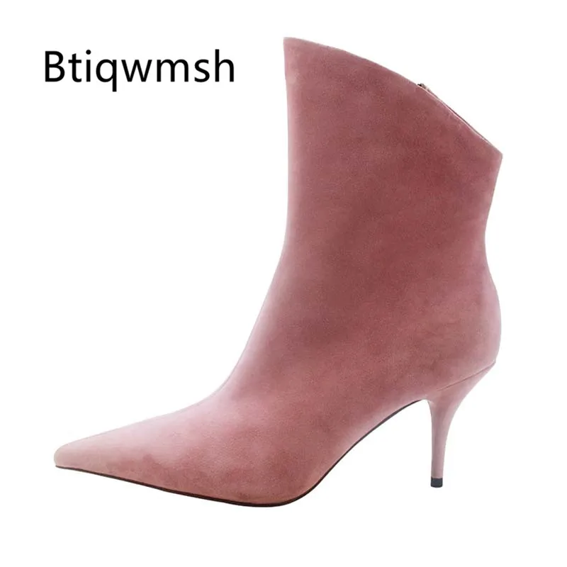 2019 Chic Design Pink Suede Ankle Boots Women Pointed Toe Side Zipper Slim Strange High Heel Boots Woman Fashion Dress Shoes
2019 Chic Design Pink Suede Ankle Boots Women Pointed Toe Side Zipper Slim Strange High Heel Boots Woman Fashion Dress Shoes