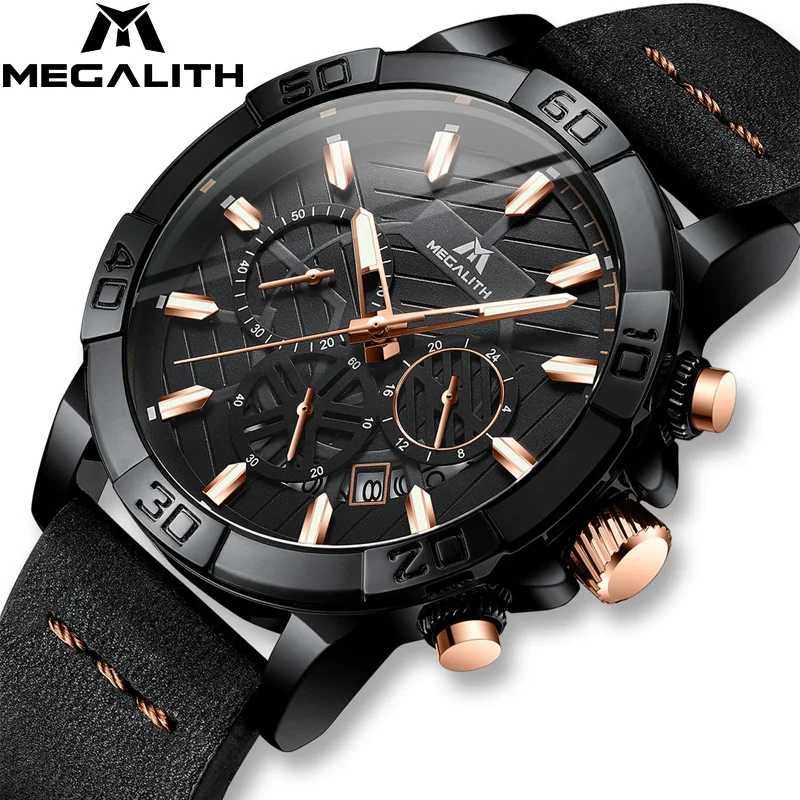 Watch Men MEGALITH Top Brand Luxury Sport Chronograph Waterproof Watch Men Black Leather Strap Clock For Man Relojes Hombre 8086
Watch Men MEGALITH Top Brand Luxury Sport Chronograph Waterproof Watch Men Black Leather Strap Clock For Man Relojes Hombre 8086