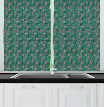 Dark Seafoam Ethnic Kitchen Curtains Repeating Flourish Damask with Folkloric Eastern Ornamental Tulips Window Drapes
Dark Seafoam Ethnic Kitchen Curtains Repeating Flourish Damask with Folkloric Eastern Ornamental Tulips Window Drapes