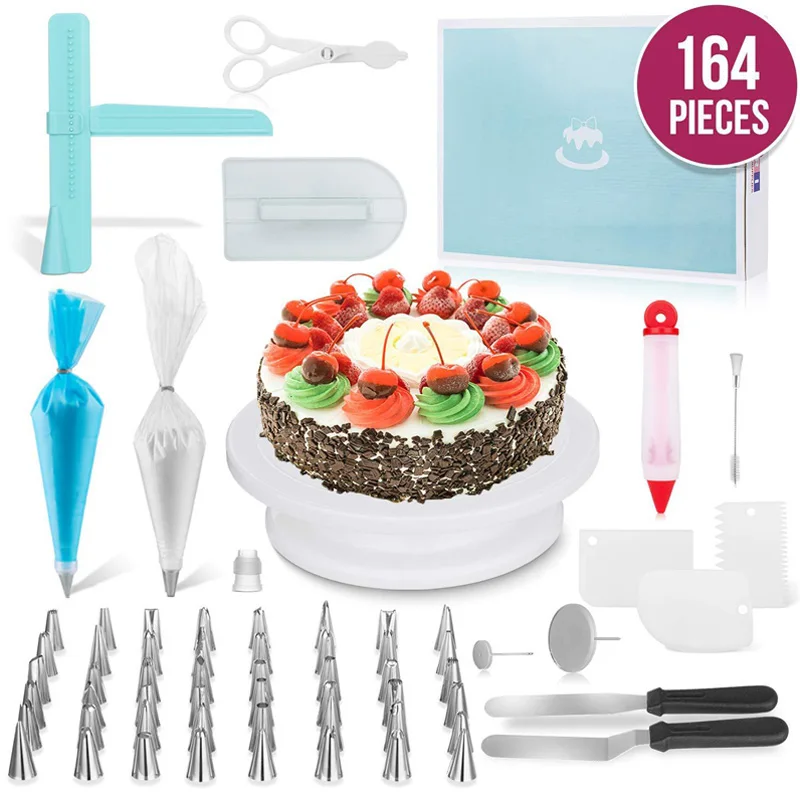 164PCS/Set Multifunction Cake Turntable Set Cake Decorating Tools Kit Pastry Nozzle Fondant Tool Kitchen Dessert Baking Supplies
164PCS/Set Multifunction Cake Turntable Set Cake Decorating Tools Kit Pastry Nozzle Fondant Tool Kitchen Dessert Baking Supplies