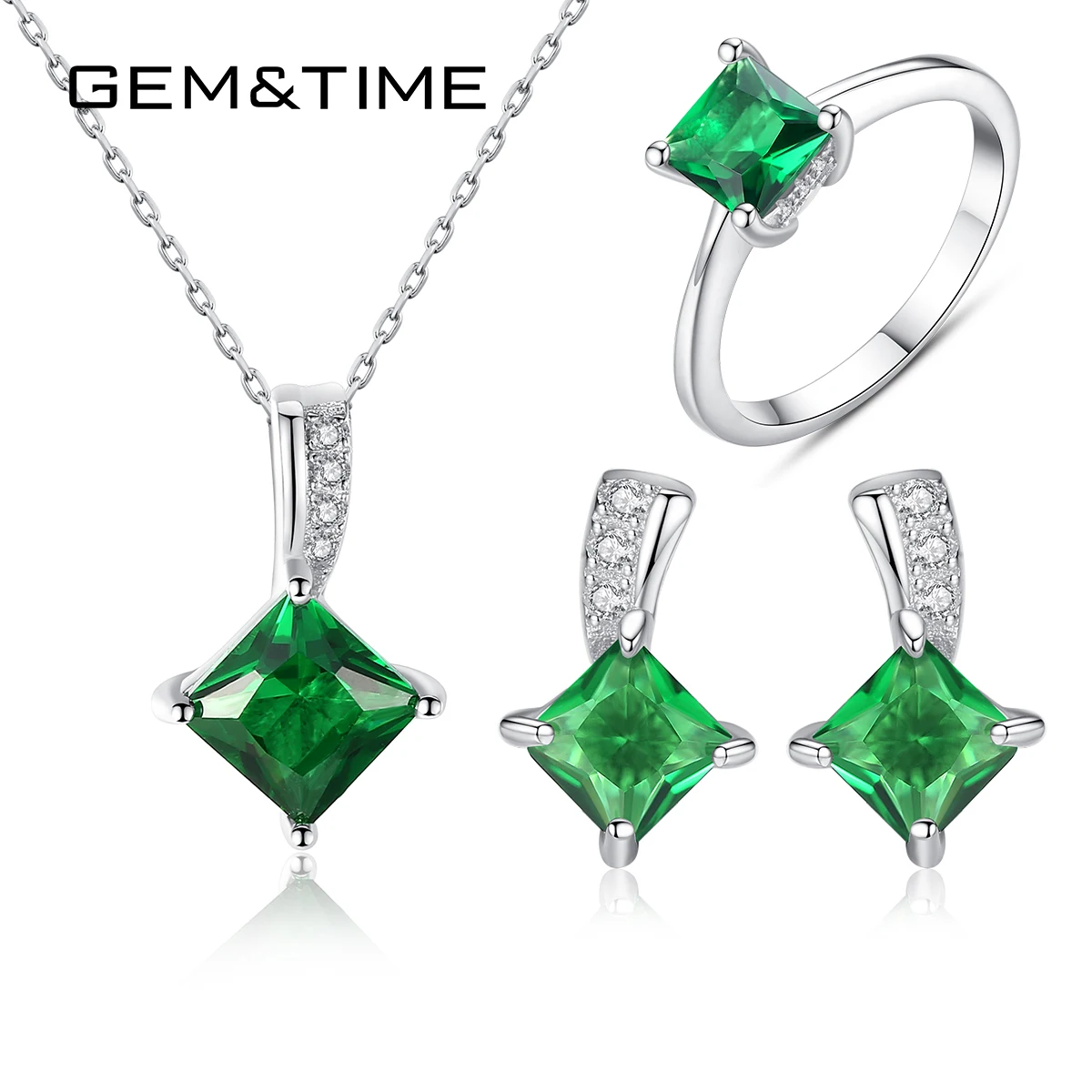 Gem&Time Vintage Emerald Sterling 925 Silver Jewelry Set For Women Green Gemstone Wedding Engagement Neckalce Ring Earrings Set
Gem&Time Vintage Emerald Sterling 925 Silver Jewelry Set For Women Green Gemstone Wedding Engagement Neckalce Ring Earrings Set