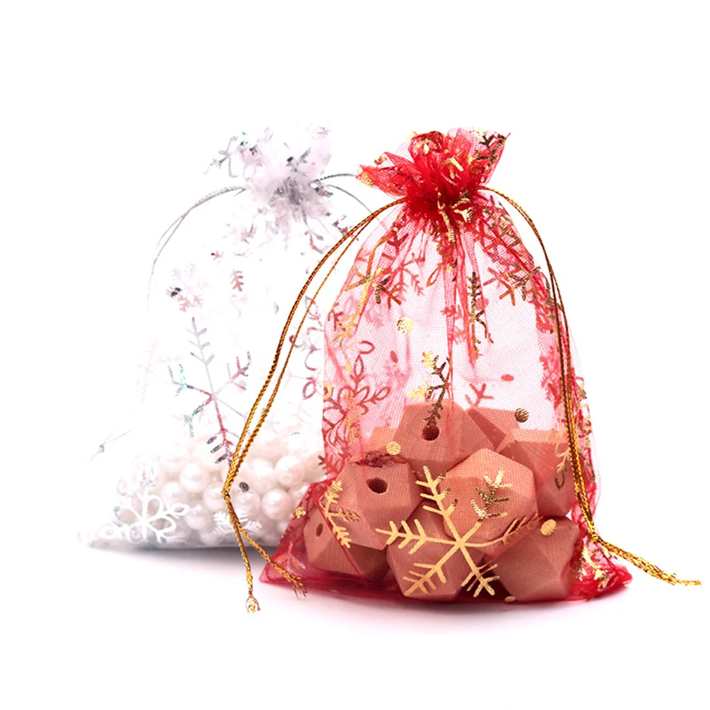 50pcs christmas gift bags sheer drawstring mini decorative candy