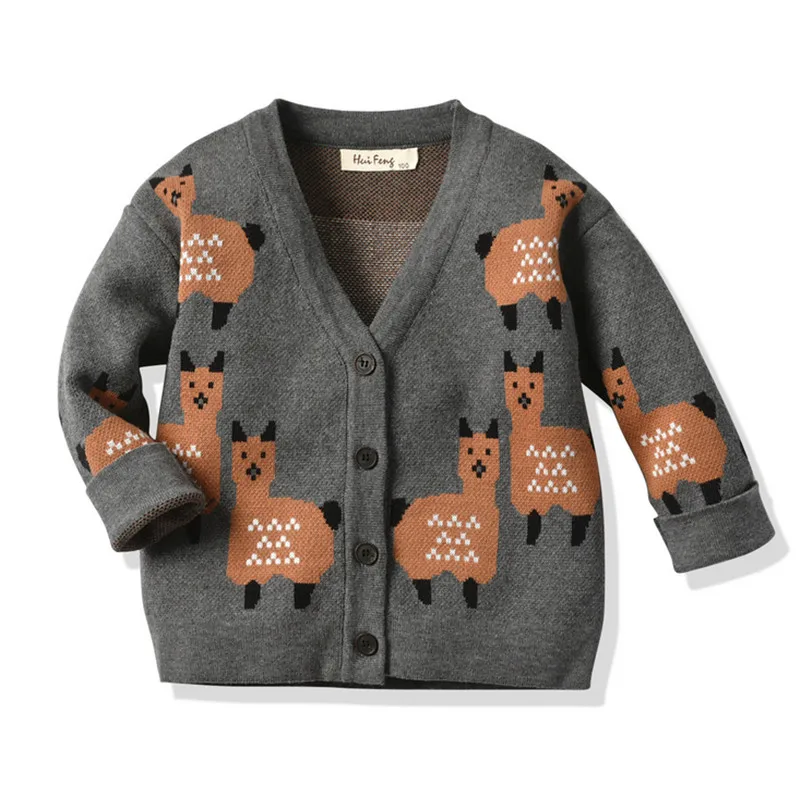 Kids Knitting Sweaters Fall Top V-Neck Long-Sleeve Casual Alpaca Printed Buttons Outdoor Unisex Sweaters Autumn Spring cardigan
Kids Knitting Sweaters Fall Top V-Neck Long-Sleeve Casual Alpaca Printed Buttons Outdoor Unisex Sweaters Autumn Spring cardigan