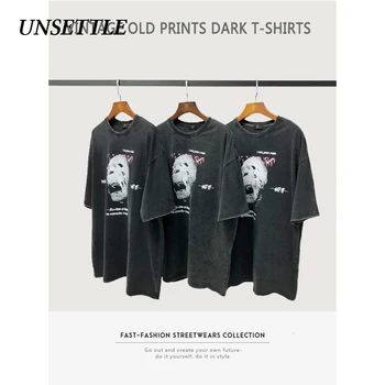 UNSETTLE High Street Heavy Weight Fabric Washed T-shirts Men Hip Hop Print Gothic Skulls Streetwear tshirt Short Sleeve Tees
UNSETTLE High Street Heavy Weight Fabric Washed T-shirts Men Hip Hop Print Gothic Skulls Streetwear tshirt Short Sleeve Tees