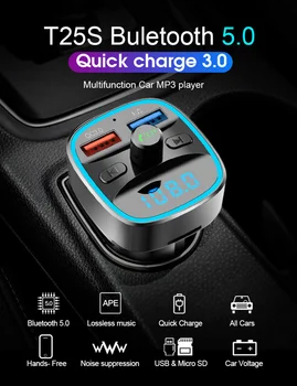 T25S Car MP3 Player Car Transmitter FM Modulator Wireless Bluetooth with Double USB QC 3.0 Fast Charging Ports
T25S Car MP3 Player Car Transmitter FM Modulator Wireless Bluetooth with Double USB QC 3.0 Fast Charging Ports