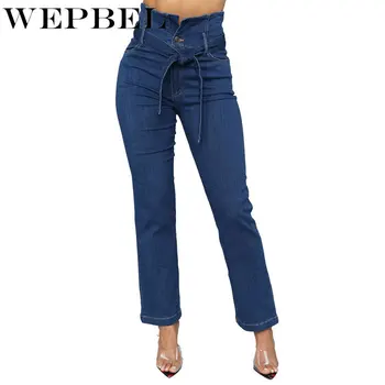 WEPBEL Women's Jeans Casual Drawstring Straight Belted High-Waist Stretch Full Length Jeans Spring Autumn
WEPBEL Women's Jeans Casual Drawstring Straight Belted High-Waist Stretch Full Length Jeans Spring Autumn