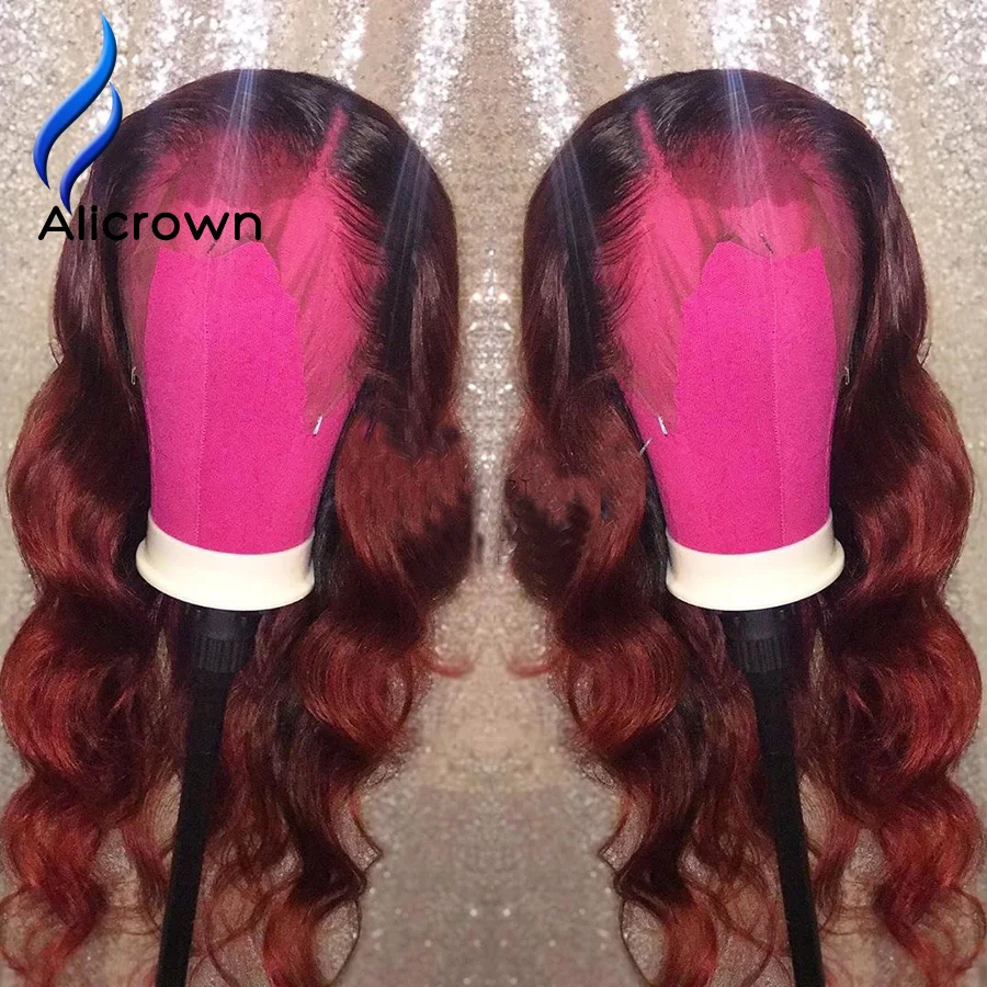 ALICROWN Lace Front Human Hair Wigs Brazilian Remy Hair 13*4 Lace Wigs Ombre 1b/99j Pre-Plucked Wigs With Baby Hair 
ALICROWN Lace Front Human Hair Wigs Brazilian Remy Hair 13*4 Lace Wigs Ombre 1b/99j Pre-Plucked Wigs With Baby Hair