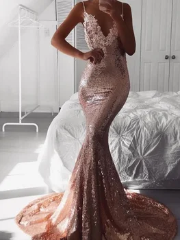 Sexy Spaghetti Straps Appliques Sequined Evening Dresses Long Deep V Neck Cheap Party Gowns Backless Sweep Train Prom Dresses
Sexy Spaghetti Straps Appliques Sequined Evening Dresses Long Deep V Neck Cheap Party Gowns Backless Sweep Train Prom Dresses
