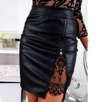 2020 Women High Waist Skirt PU Leather Button Lace Stitching Package Hip Mini Skirt Plain Flared Pleated Pencil Sexy Skirts
2020 Women High Waist Skirt PU Leather Button Lace Stitching Package Hip Mini Skirt Plain Flared Pleated Pencil Sexy Skirts