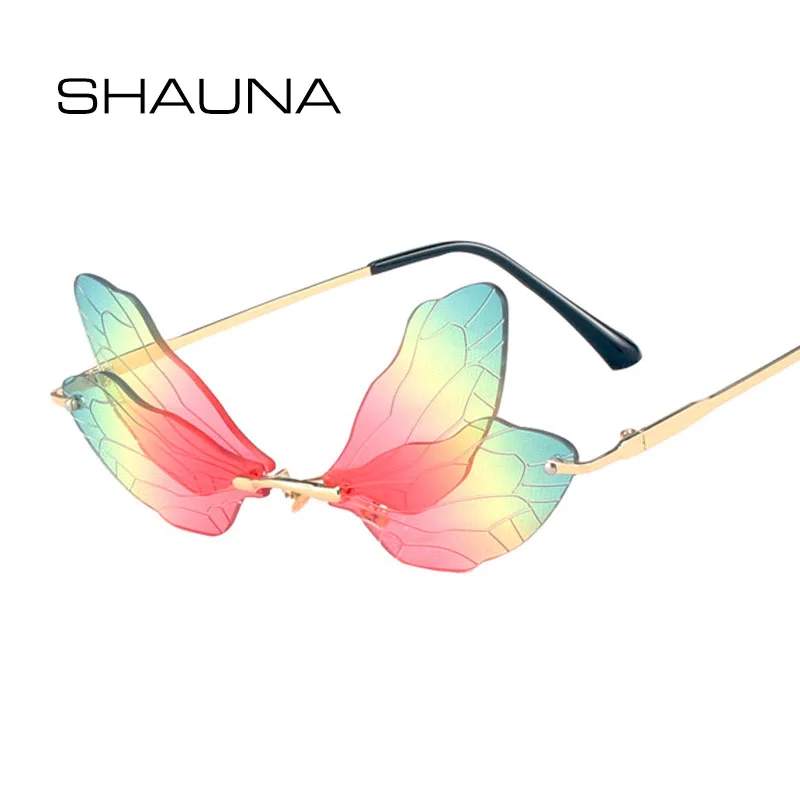 SHAUNA Unique Dragonfly Wing Sunglasses Women Fashion Double Colors Rimless Shades UV400
SHAUNA Unique Dragonfly Wing Sunglasses Women Fashion Double Colors Rimless Shades UV400