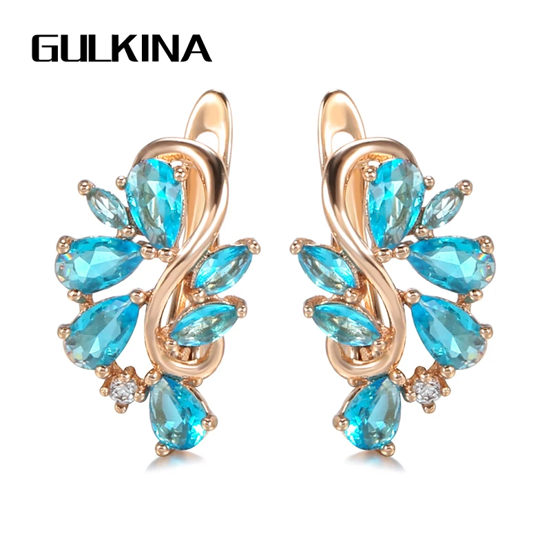 Gulkina Hot Natural Blue Zircon Stud Earrings for Women 585 Rose Gold Crystal Flower Earrings Vintage Wedding Jewelry
Gulkina Hot Natural Blue Zircon Stud Earrings for Women 585 Rose Gold Crystal Flower Earrings Vintage Wedding Jewelry